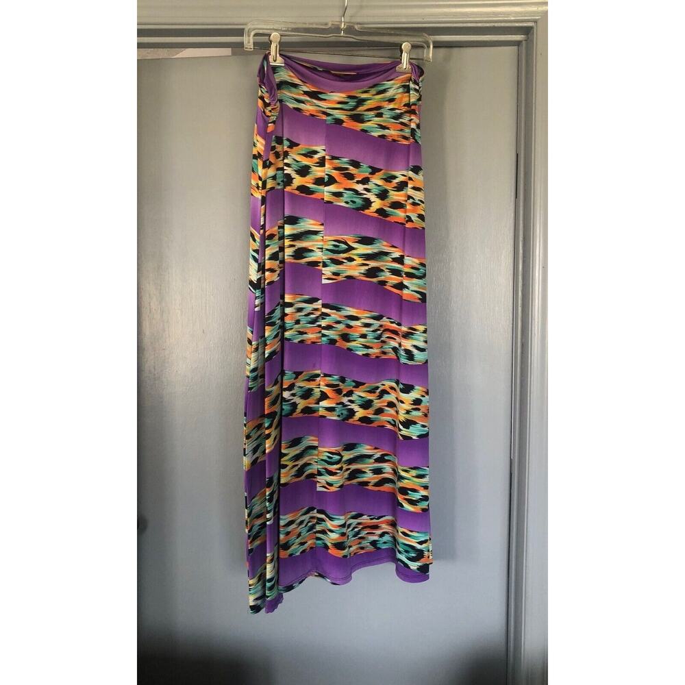 Vivi long Knit Skirt Size Large XL southwestern design purple stripe pull on